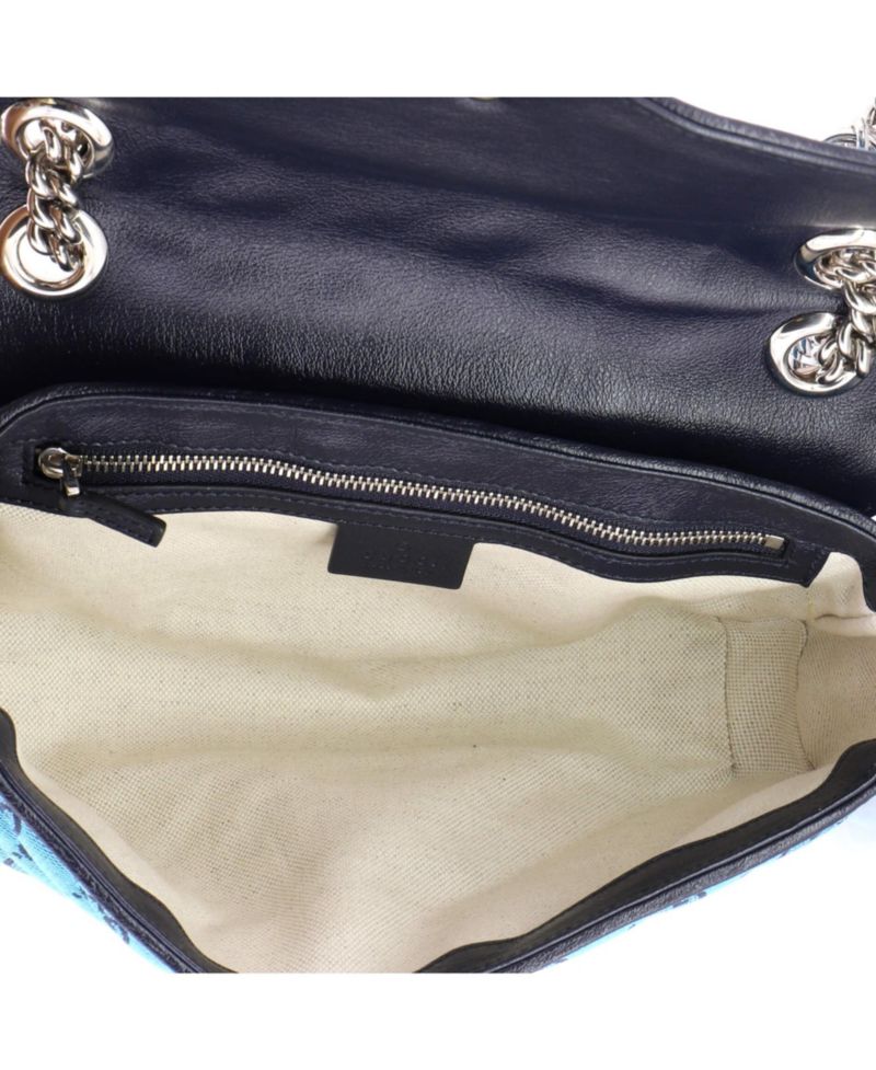 Small GG Marmont Flap Bag Diagonal Quilted GG Canvas with Leather