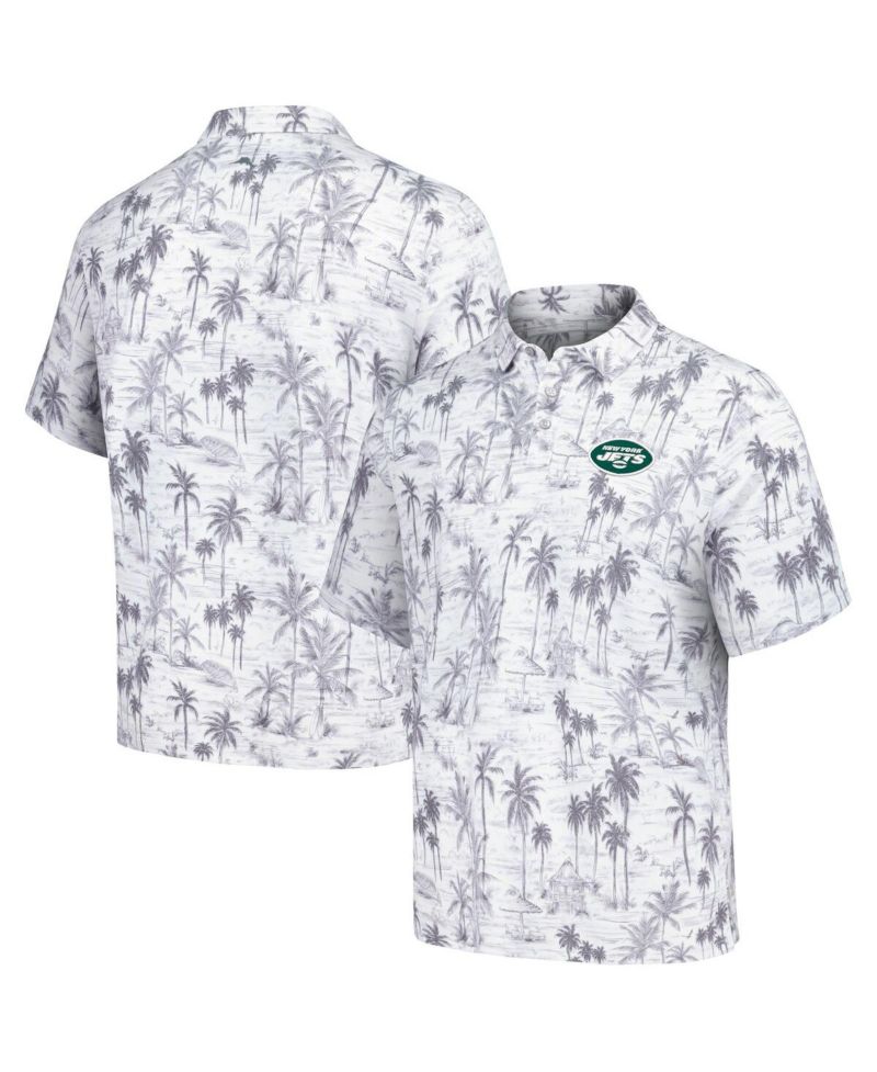 Men's Gray New York Jets Cabana Shores IslandZone Tri-Blend Polo Shirt