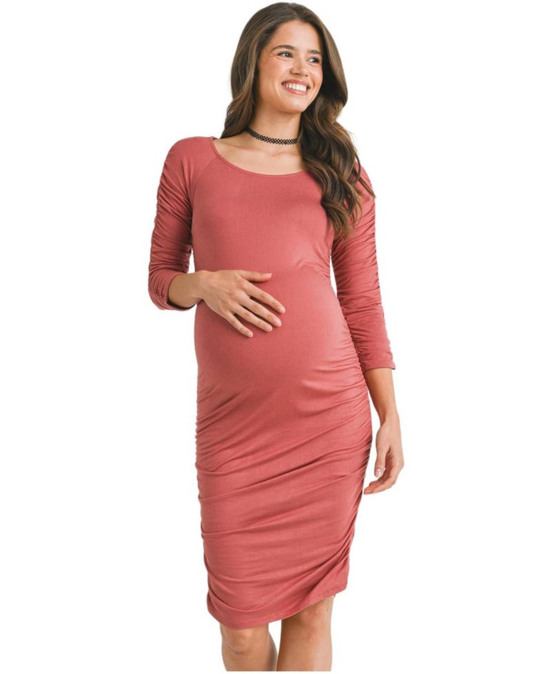 Women's Bodycon Scoop Neck Side Ruched Dress