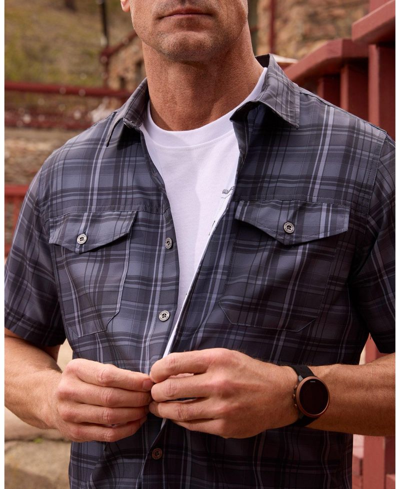 Men's Seaside Plaid Short-Sleeve Regular-Fit Shirt