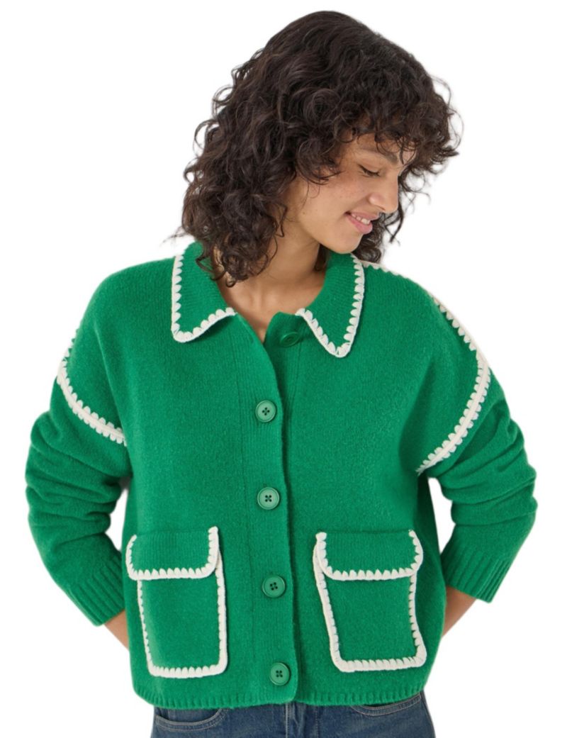 Women's Wool Blend Whipstitch Trim Shirt Jacket