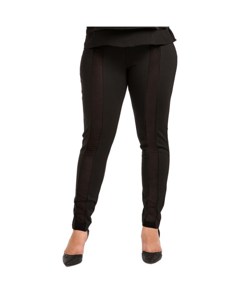 Plus Size Stretch Sheer Panel Ponte Legging