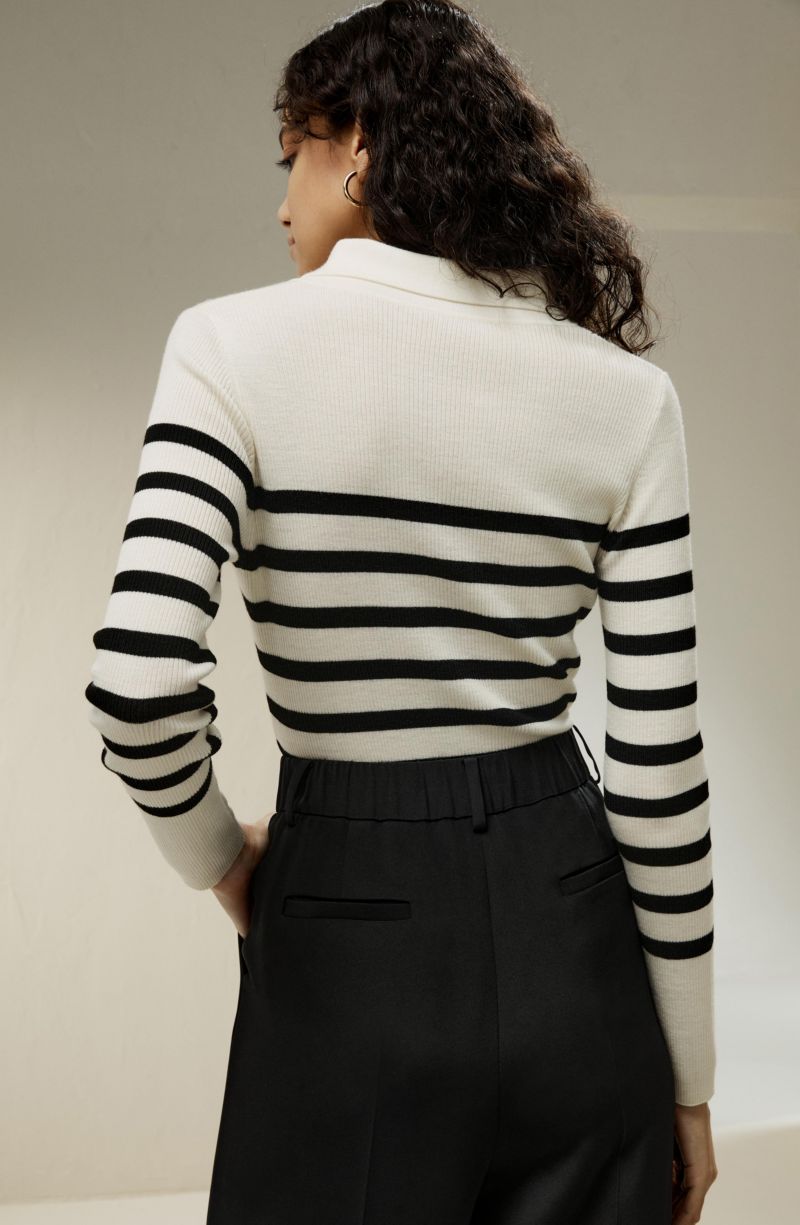 Women's Striped Ultra-fine Merino Wool Sweater
