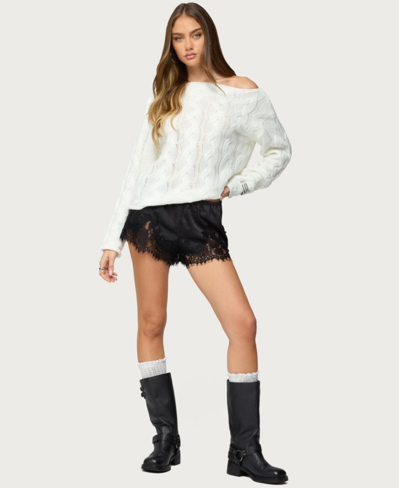 Women's Nellie Off Shoulder Cable Knit Sweater