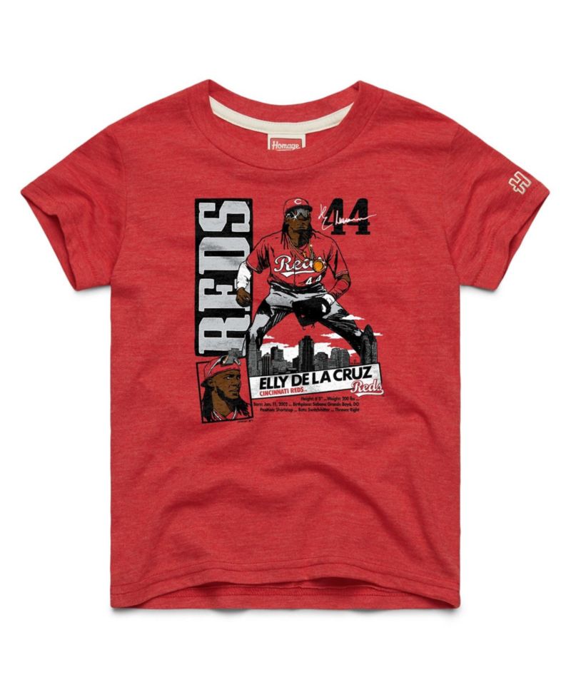 Big Boys and Girls Elly De La Cruz Red Cincinnati Reds Player Graphic Tri-Blend T-Shirt