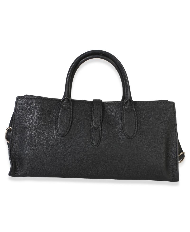 Black Pebbled Calfskin Medium Jackie Tote Bag