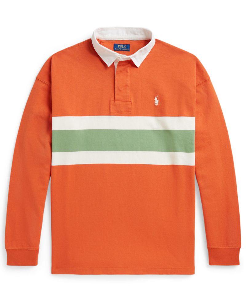 Men's Big Fit Striped Rugby Shirt