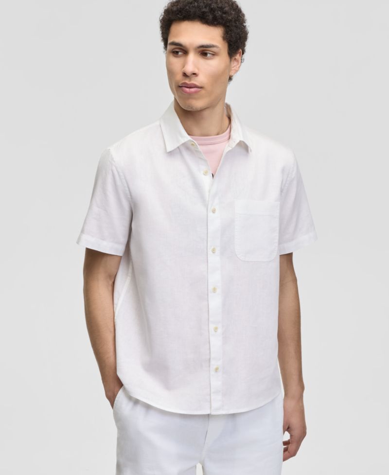 Men's Devin Linen Blend Woven Short-Sleeve Shirt