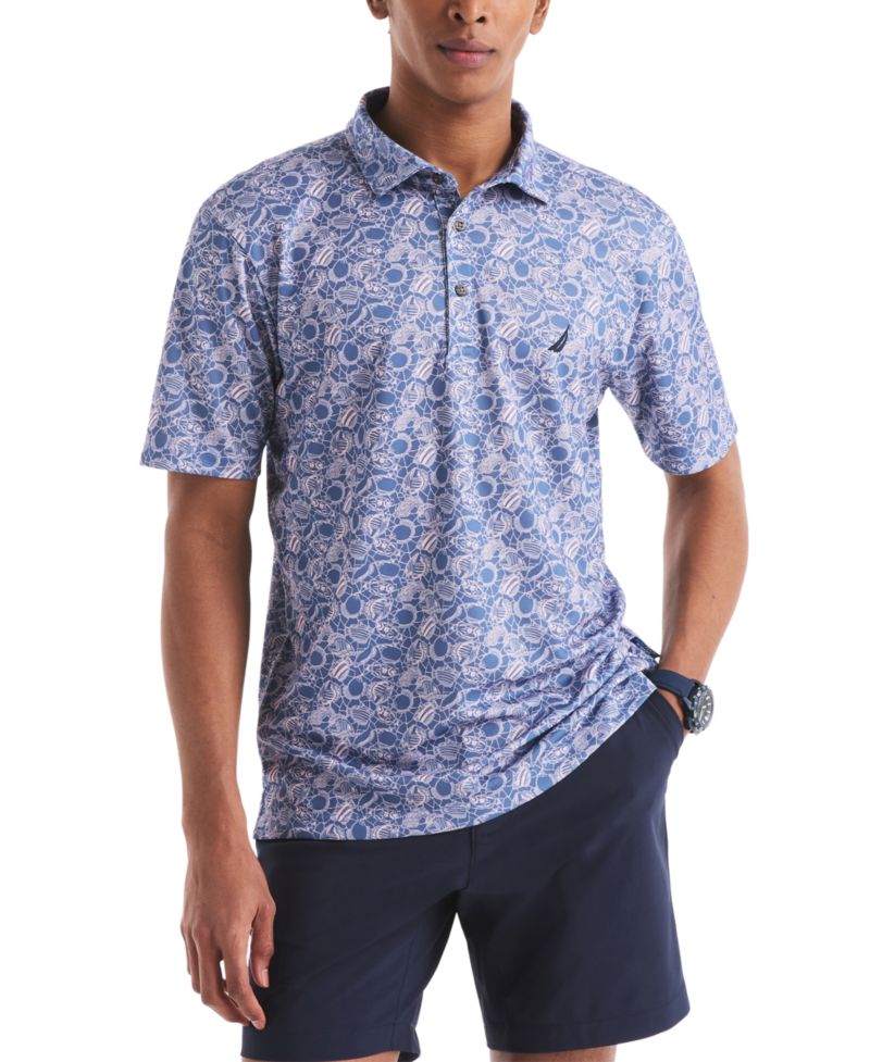 Men's Classic-Fit Moisture-Wicking Printed Performance Golf Polo Shirt
