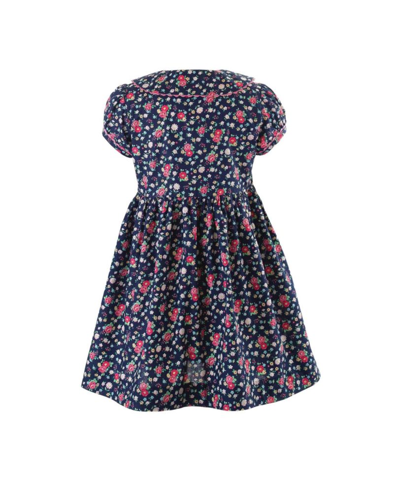 Toddler Girls 2-10 Navy Floral Button-front Dress
