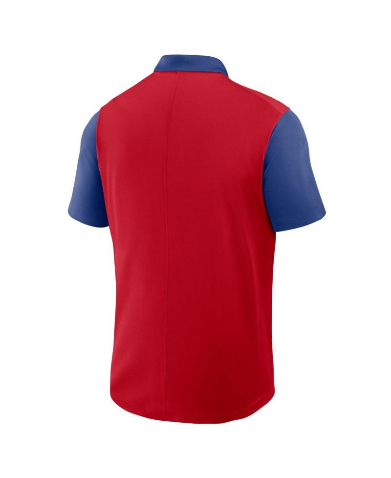 Men's Red/Royal Atlanta Braves Cooperstown Collection Color-Block Victory Performance Polo Shirt