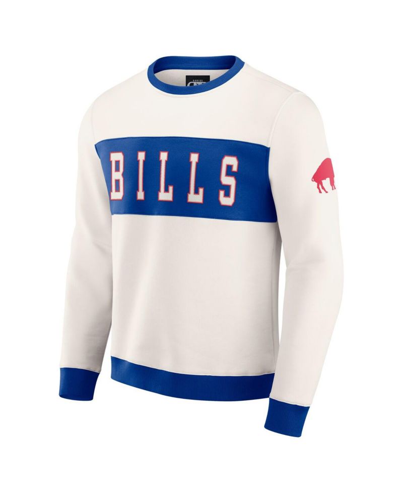Men's Cream Buffalo Bills Color Block Pullover Sweatshirt