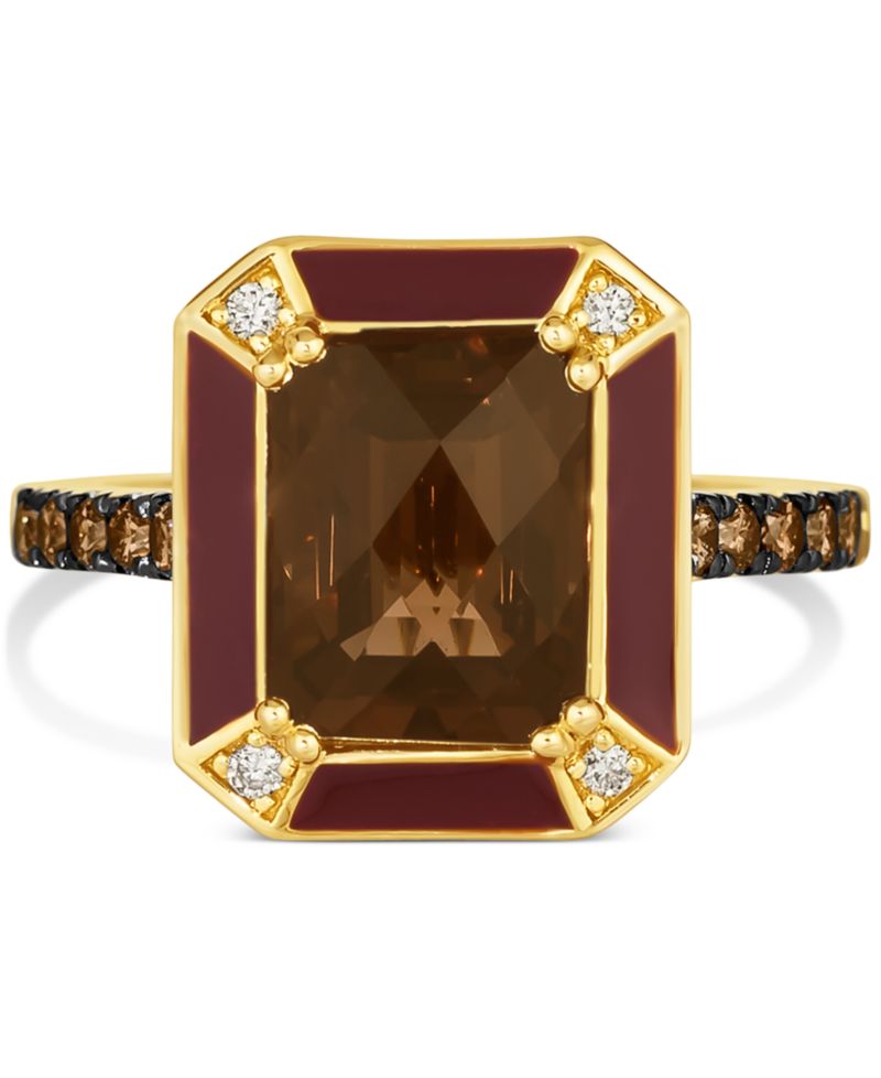 Chocolate Quartz (3 ct. t.w.), Chocolate Diamonds (1/4 ct. t.w.) & Nude Diamonds (1/20 ct. t.w.) Statement Ring in 14k Gold