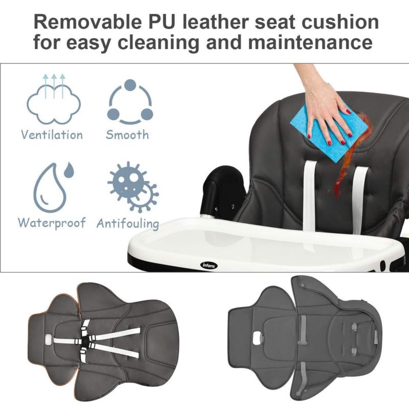 Foldable Baby High Chair with Adjustable Height and Recline