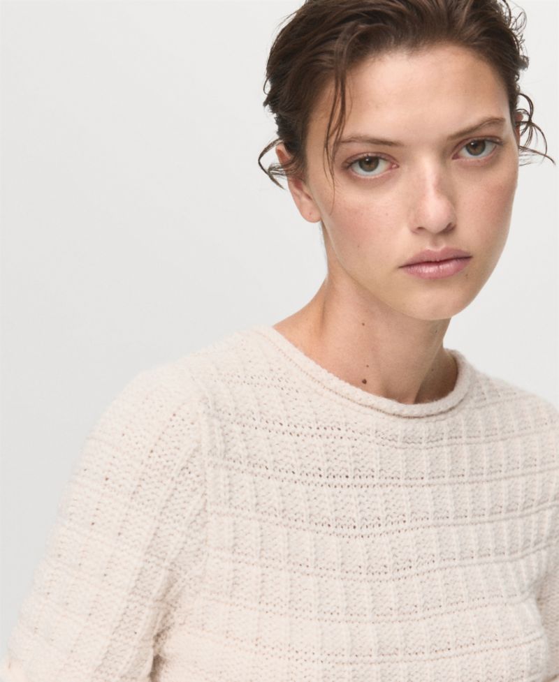 Women's Ruffles Detail Textured Sweater