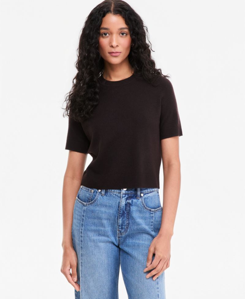 Women's Short-Sleeve Easy Crewneck Sweater Tee