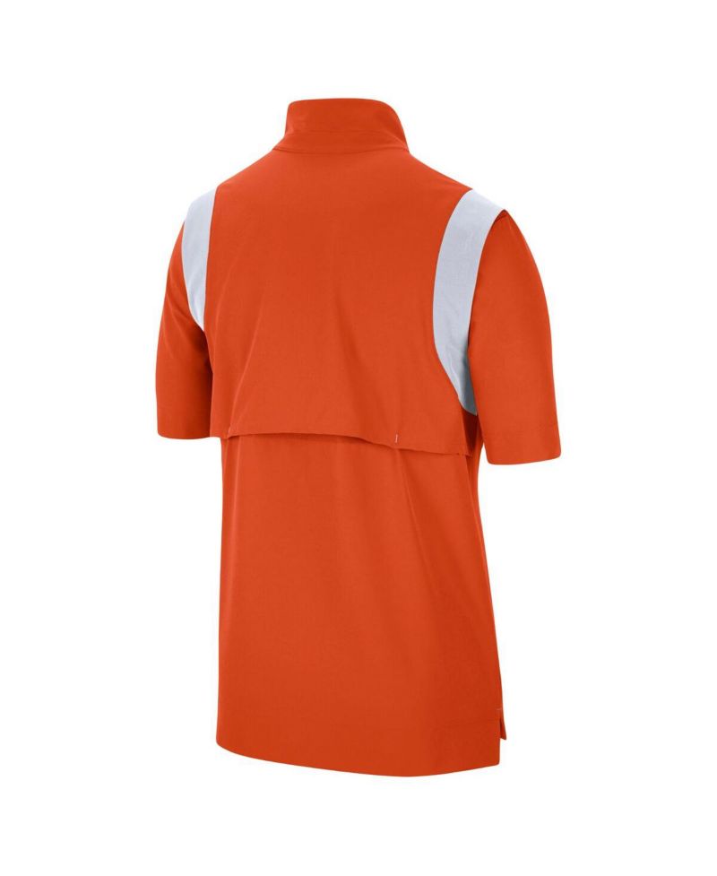 Men's Orange Clemson Tigers Coach Short Sleeve Quarter-Zip Jacket