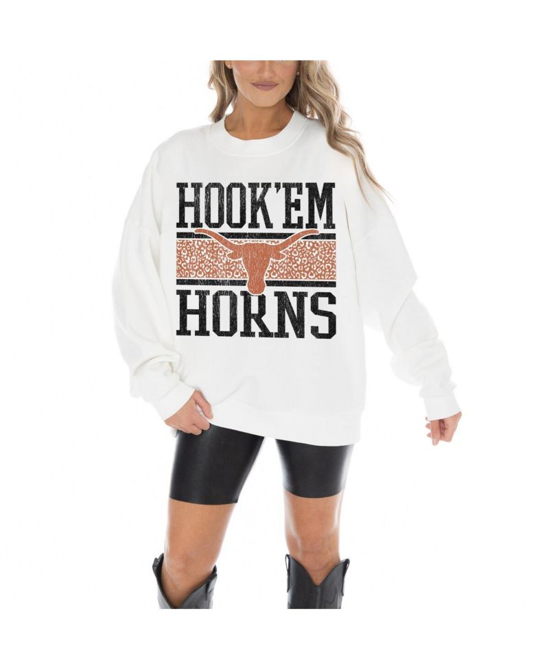 Women's White Texas Longhorns Fair Catch Pullover Sweatshirt