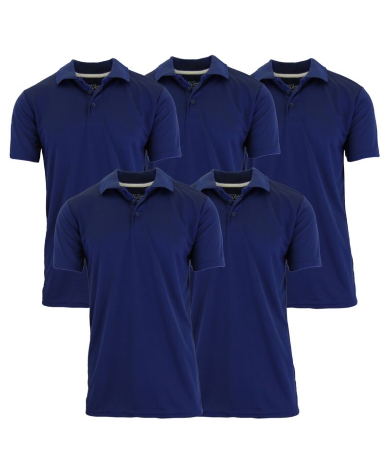 Men's Dry Fit Moisture-Wicking Polo Shirt, Pack of 5