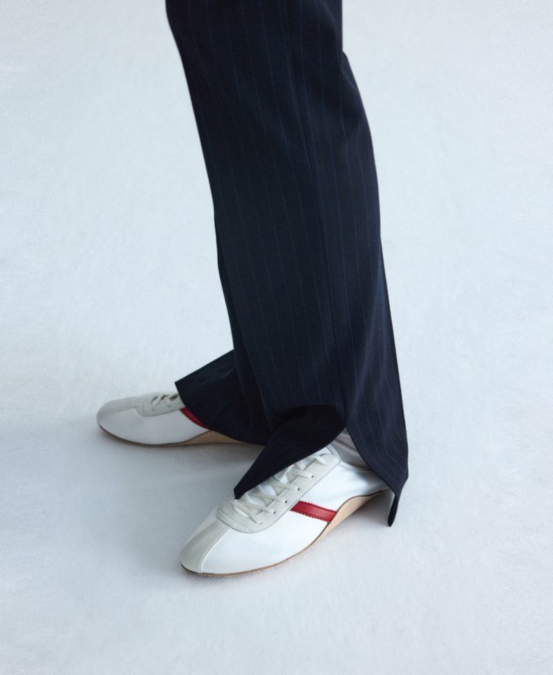 Women's Selection Pinstripe Straight-Leg Slit Trousers