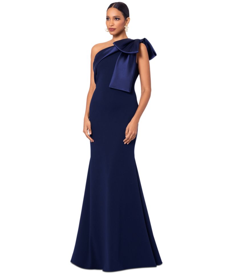 Women's Bow-Trimmed One-Shoulder Gown