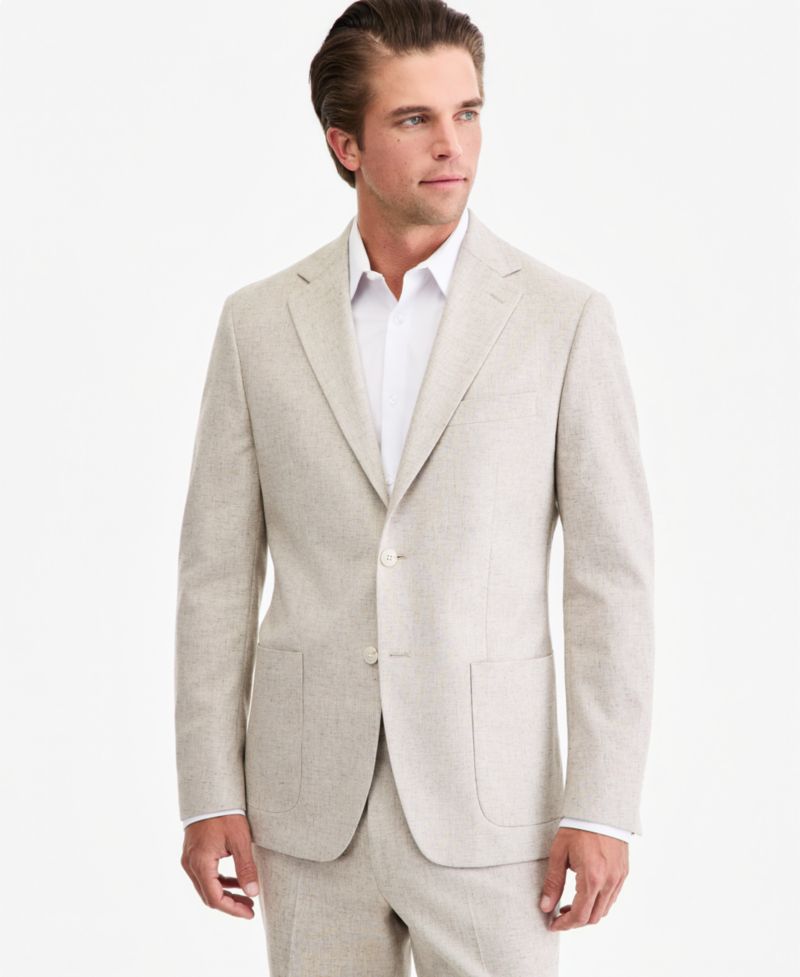 Men's Classic-Fit Tan Texture Suit Separate Jacket
