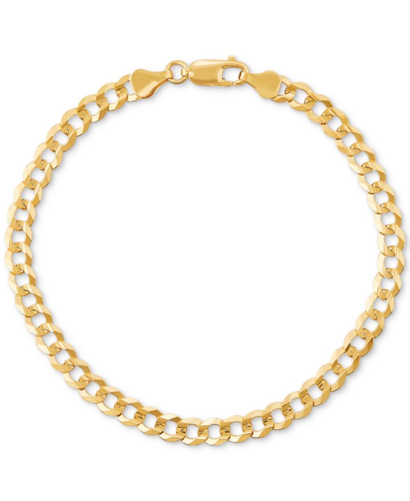 Men's Concave Curb Link Chain Bracelet in 14k Gold-Plated Sterling Silver