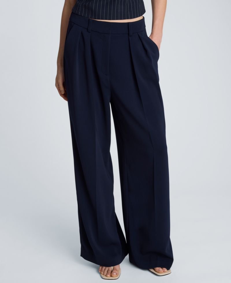 Women's High-Rise Wide-Leg Pleated Pants