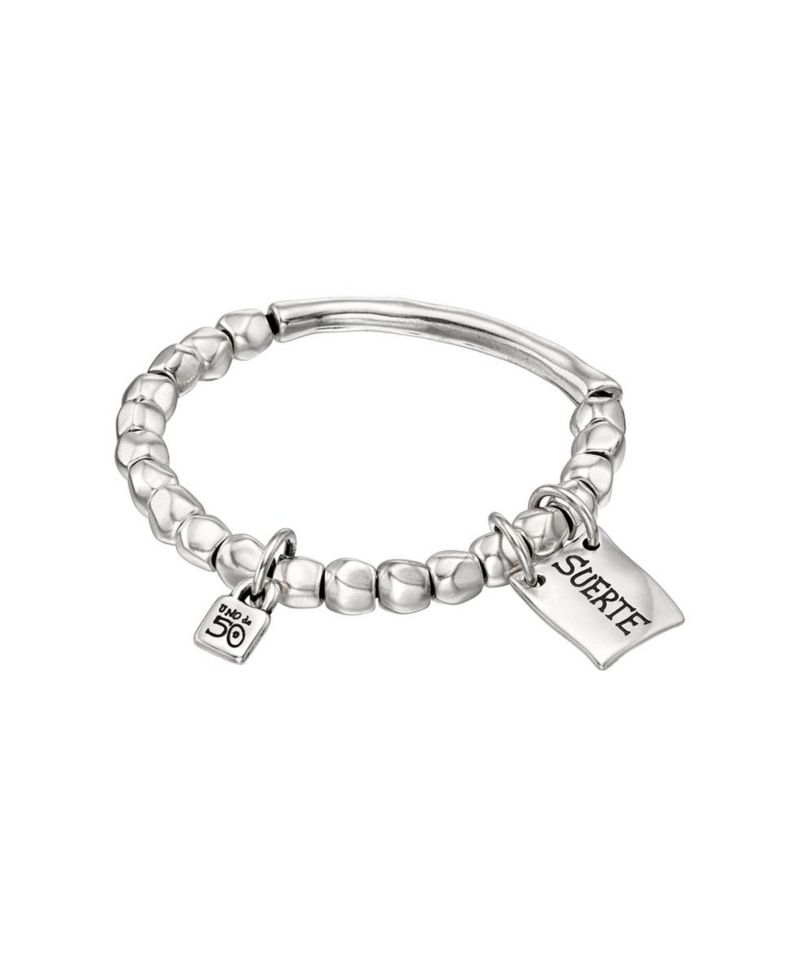Sterling Silver Tubular Piece Beads Message Bracelet