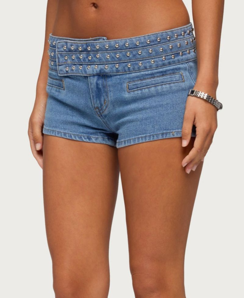 Women's Odetta Studded Low Rise Denim Shorts