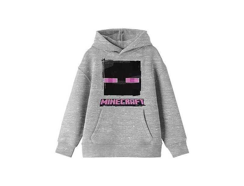 Enderman Face Long Sleeve Athletic Heather Youth Hooded Sweatshirt-Small