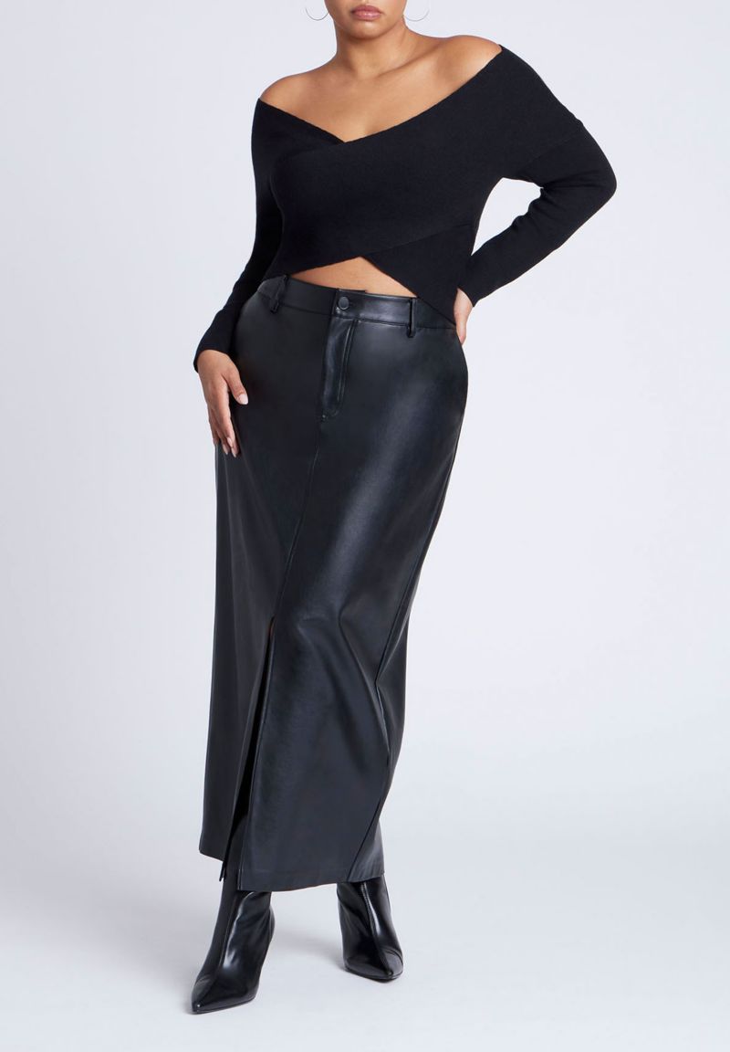 Women's Wrap Front Cropped Sweater