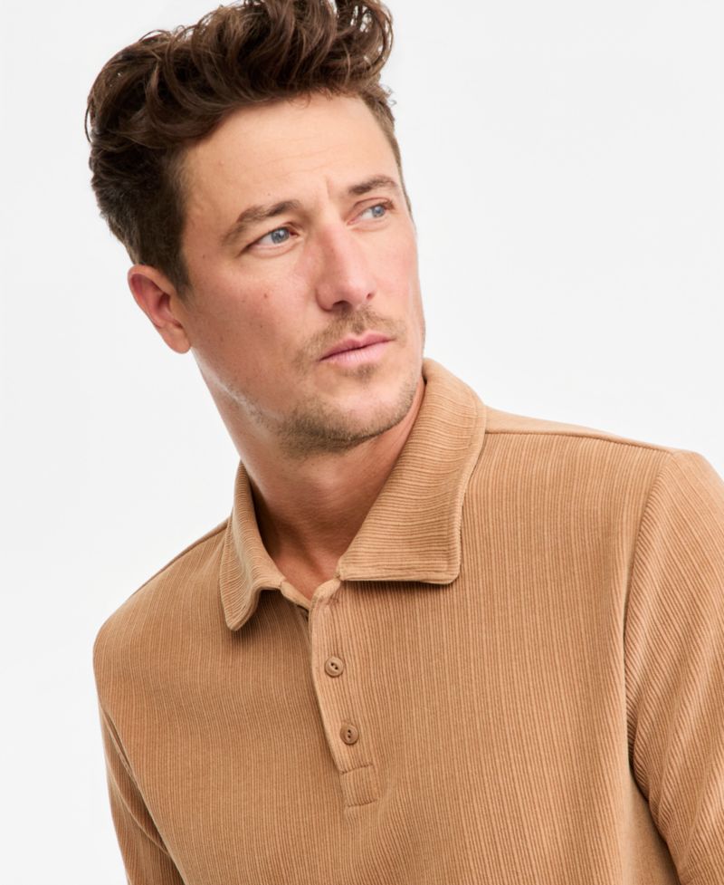 Men's Short-Sleeve Knit Corduroy Polo Shirt