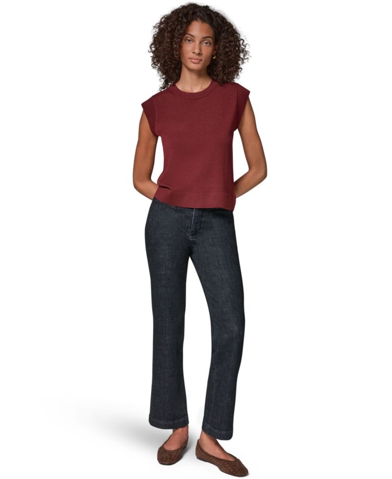 Women's Extended Shoulder Sleeveless Crewneck Sweater