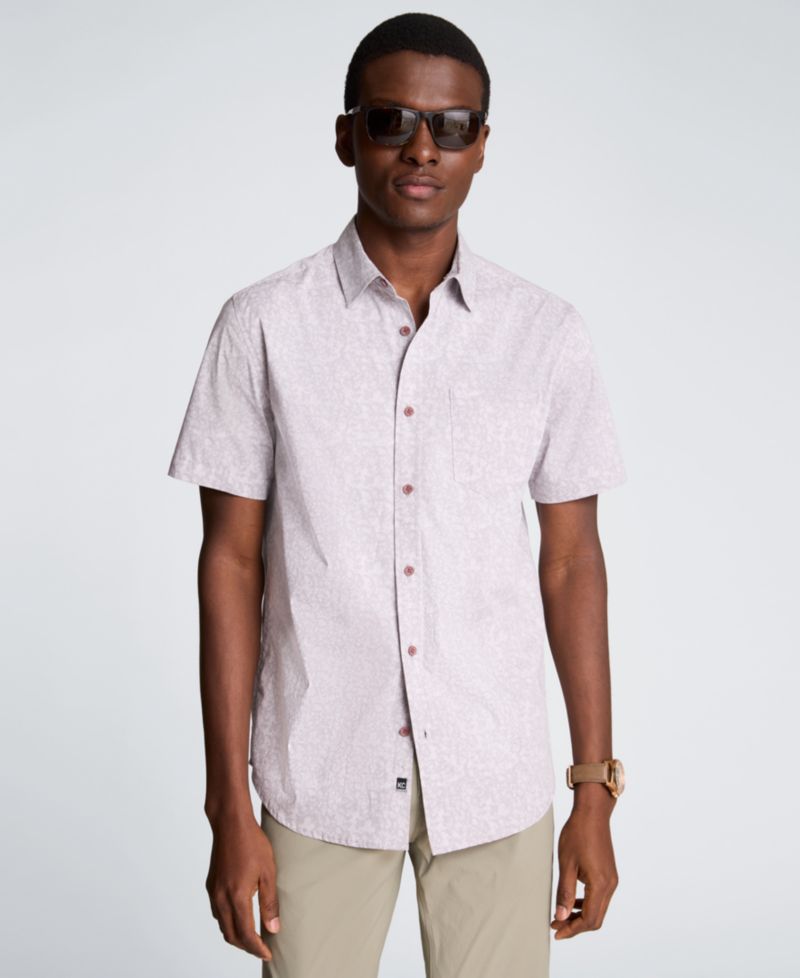 Men's Short-Sleeve Printed Slim-Fit Shirt