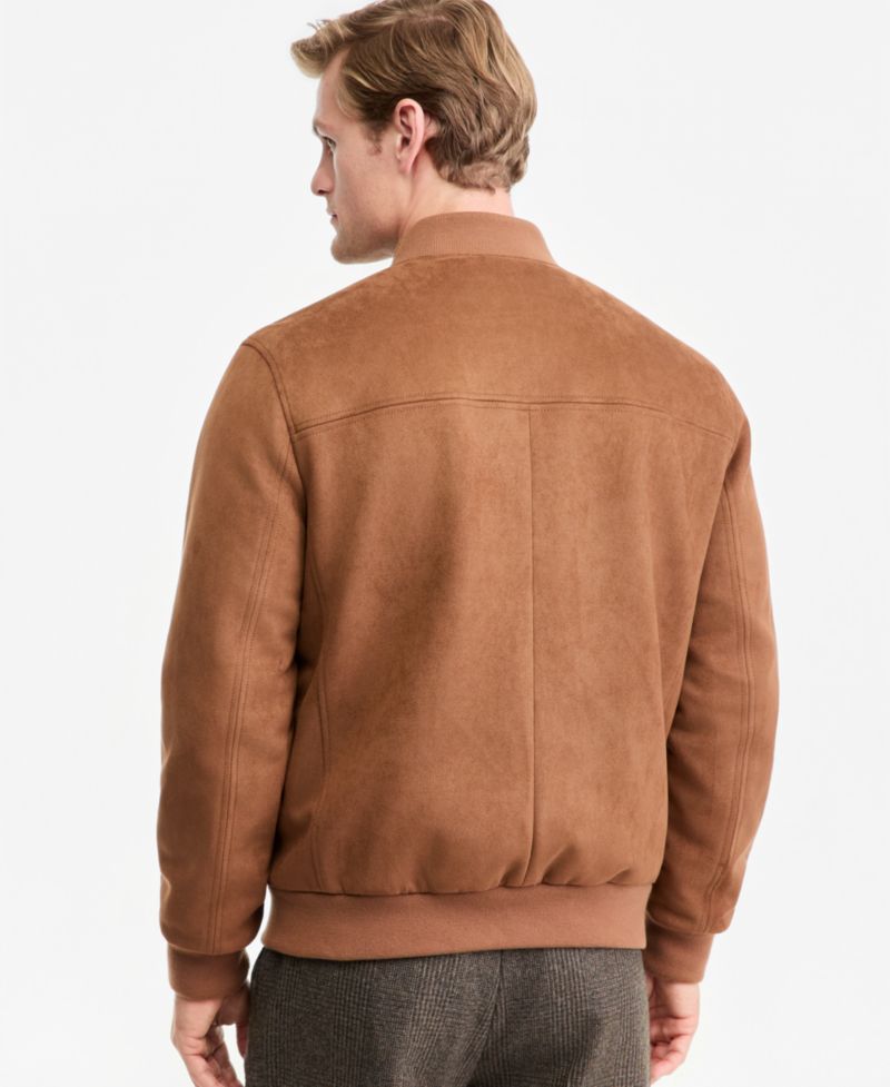 Men's Faux-Suede Bomber Jacket