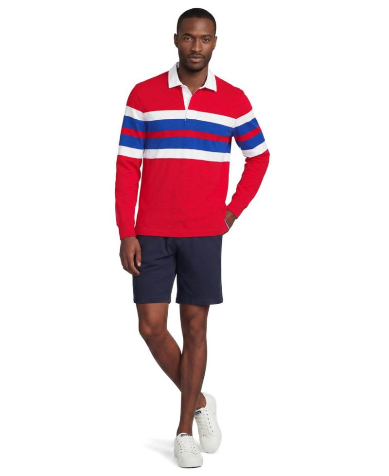 Men's Long Sleeve Lightweight Slub Rugby Polo
