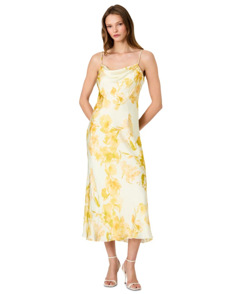 Women's Printed Cowl Neck Dress