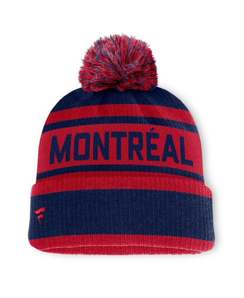 Men's Navy/Red Montreal Canadiens Fundamental Cuffed Knit Hat with Pom