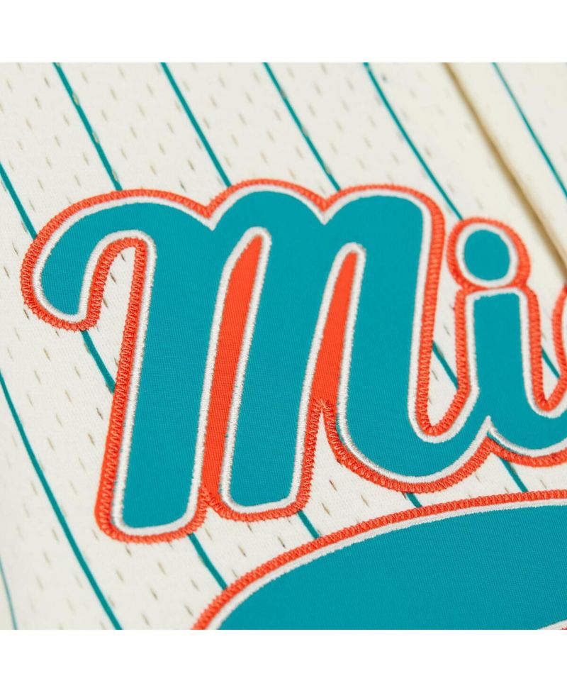 Men's Dan Marino Cream Miami Dolphins Name & Number Mesh Button-Up Baseball Jersey