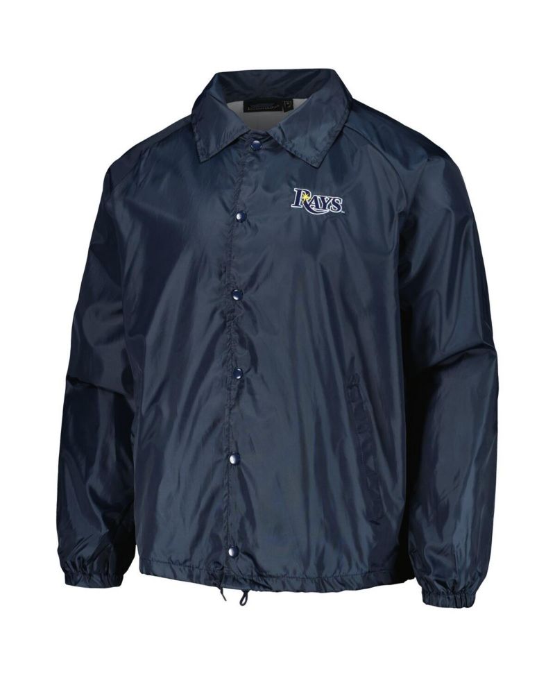 Men's Navy Tampa Bay Rays Coach's Raglan Full-Snap Windbreaker Jacket