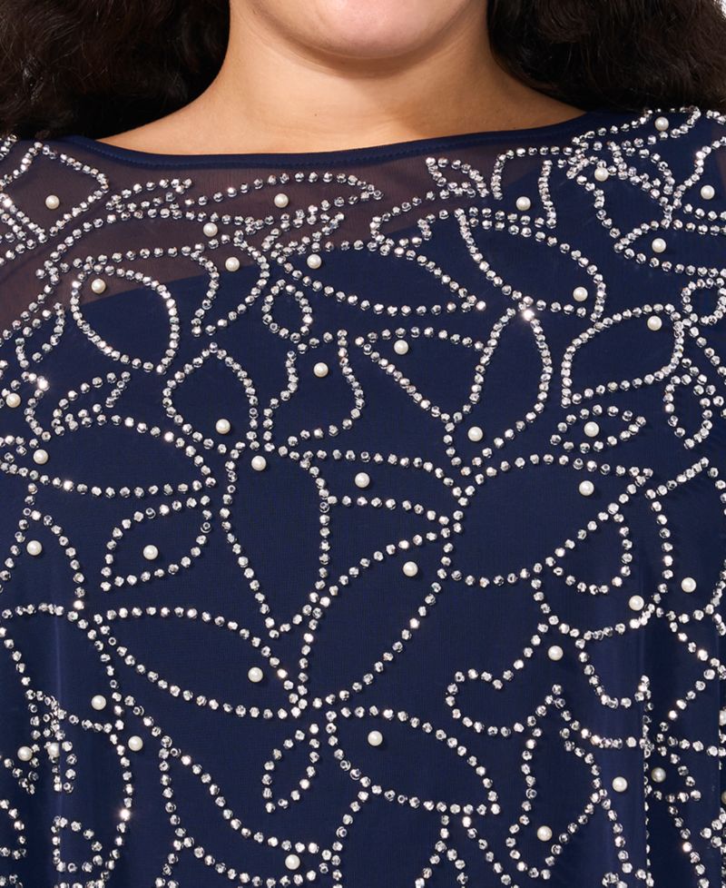 Plus Size Embellished Overlay Wide-Leg Jumpsuit
