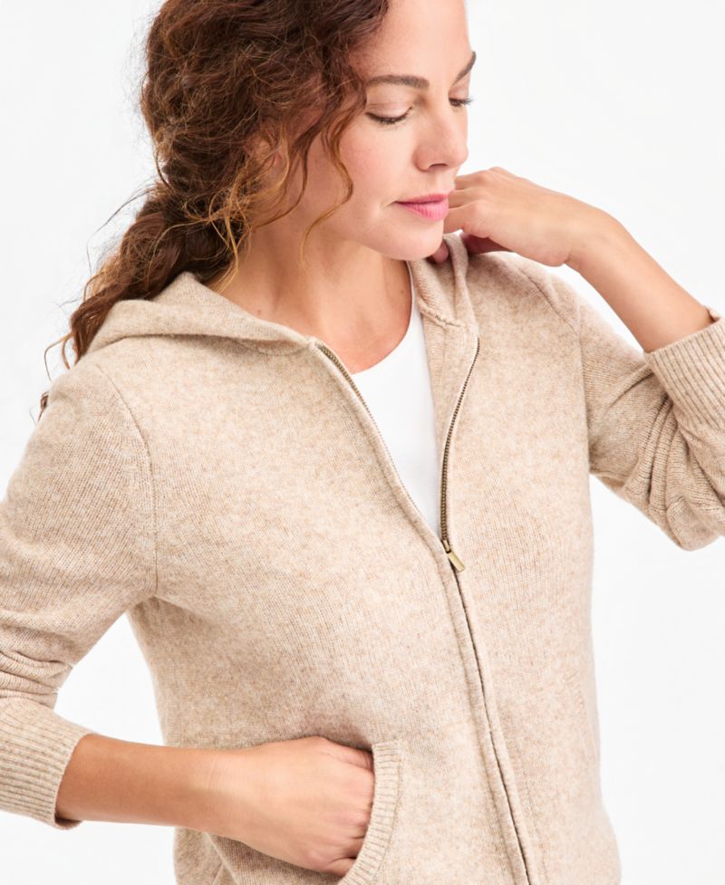 Petite Luxsoft Full-Zip Hoodie Sweater,