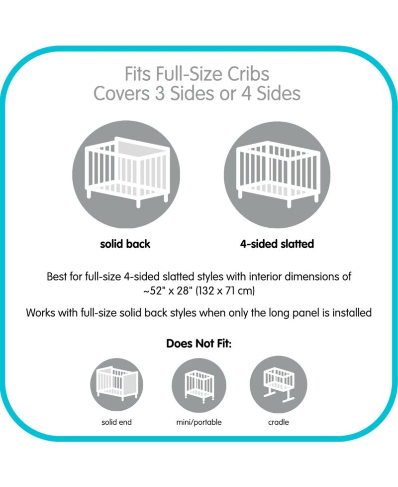 AirflowBaby Breathable Mesh Liner for Full-Size Cribs, 11"H (28cm) Essential 2mm Mesh (Size 4FS Covers 3 or 4 Sides)