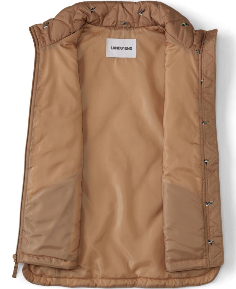 Plus Size Print FeatherFree Quilted Insulated Vest