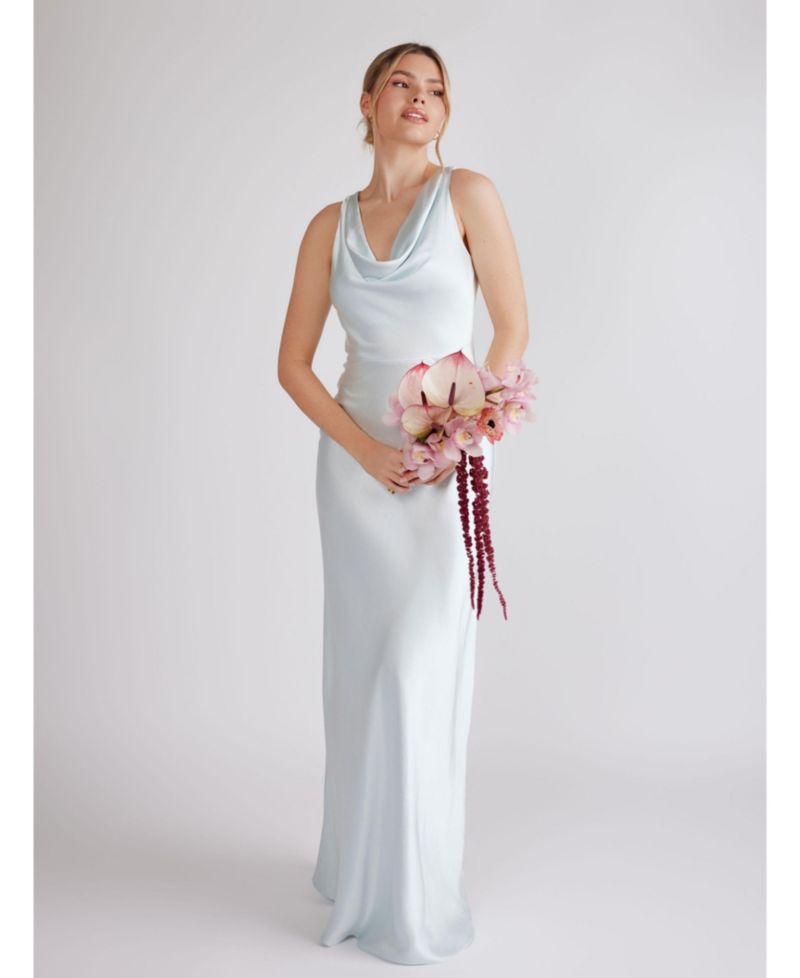 Women's Chiffon Bandeau Satin Maxi Dress
