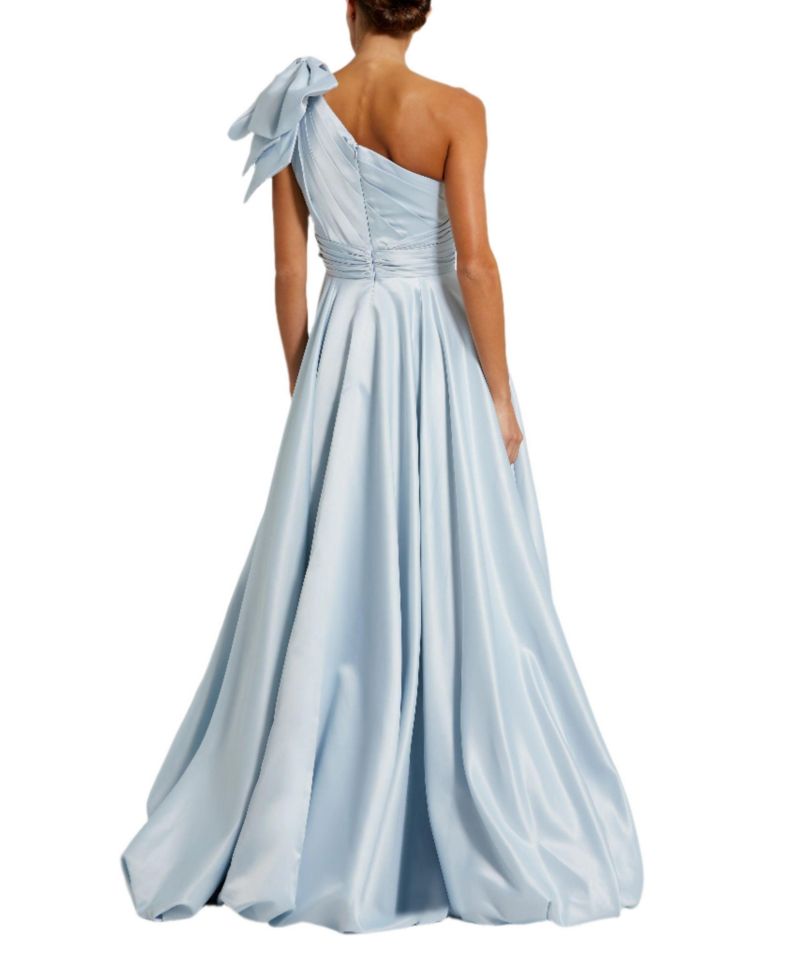 Women's Satin One Shoulder Bow Gown