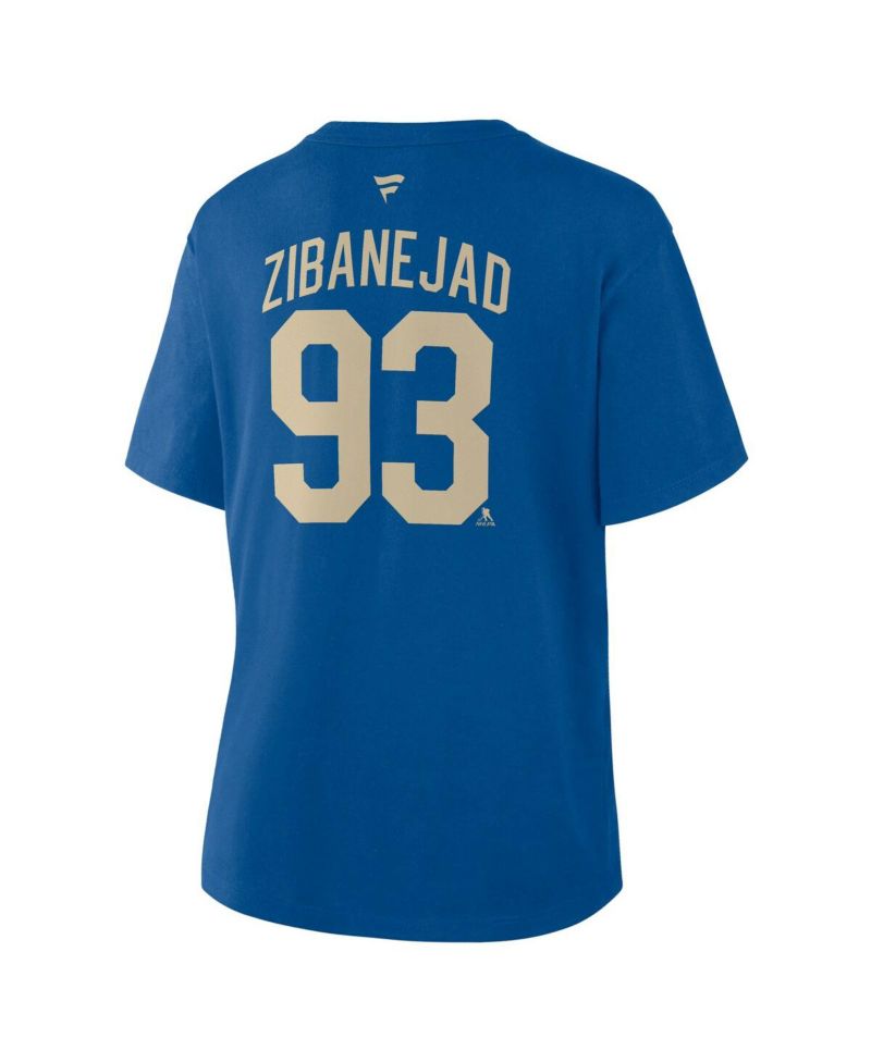 Women's Mika Zibanejad Blue New York Rangers Authentic Stack Name & Number T-Shirt