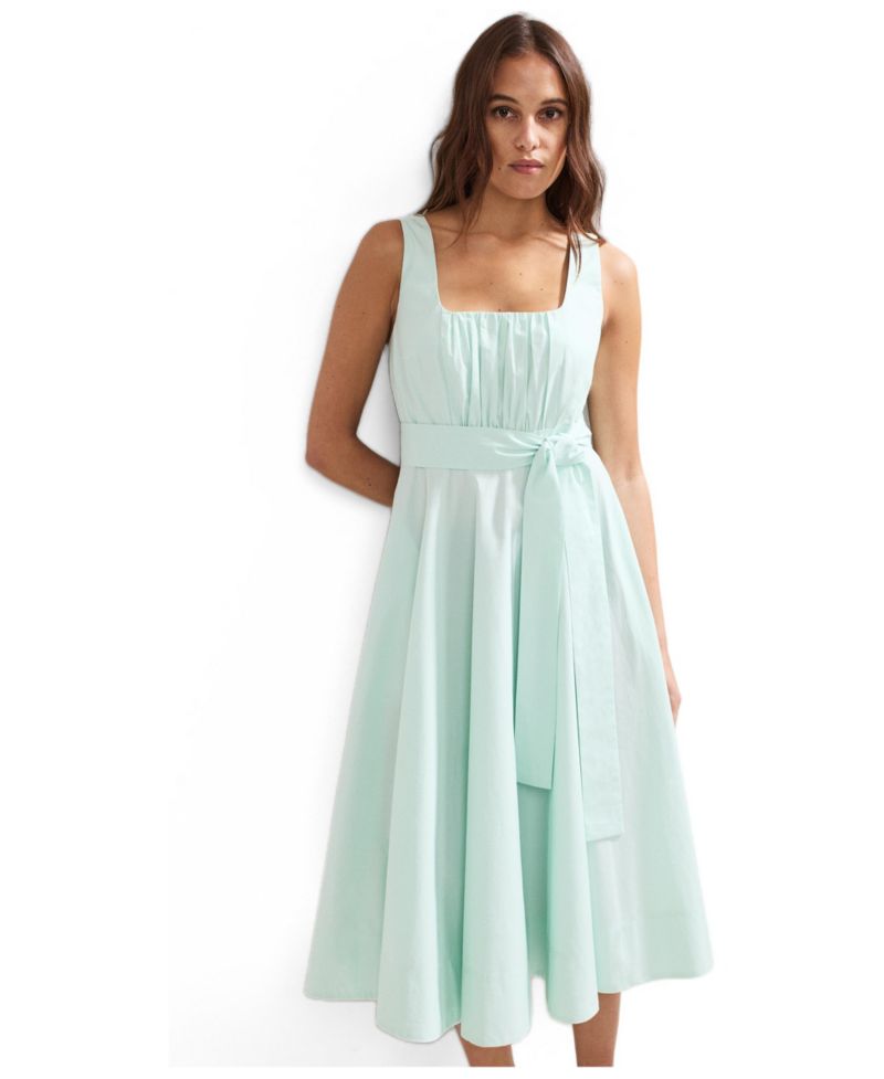 Women's Melinda Square Neck Tie Waist Midi Dress