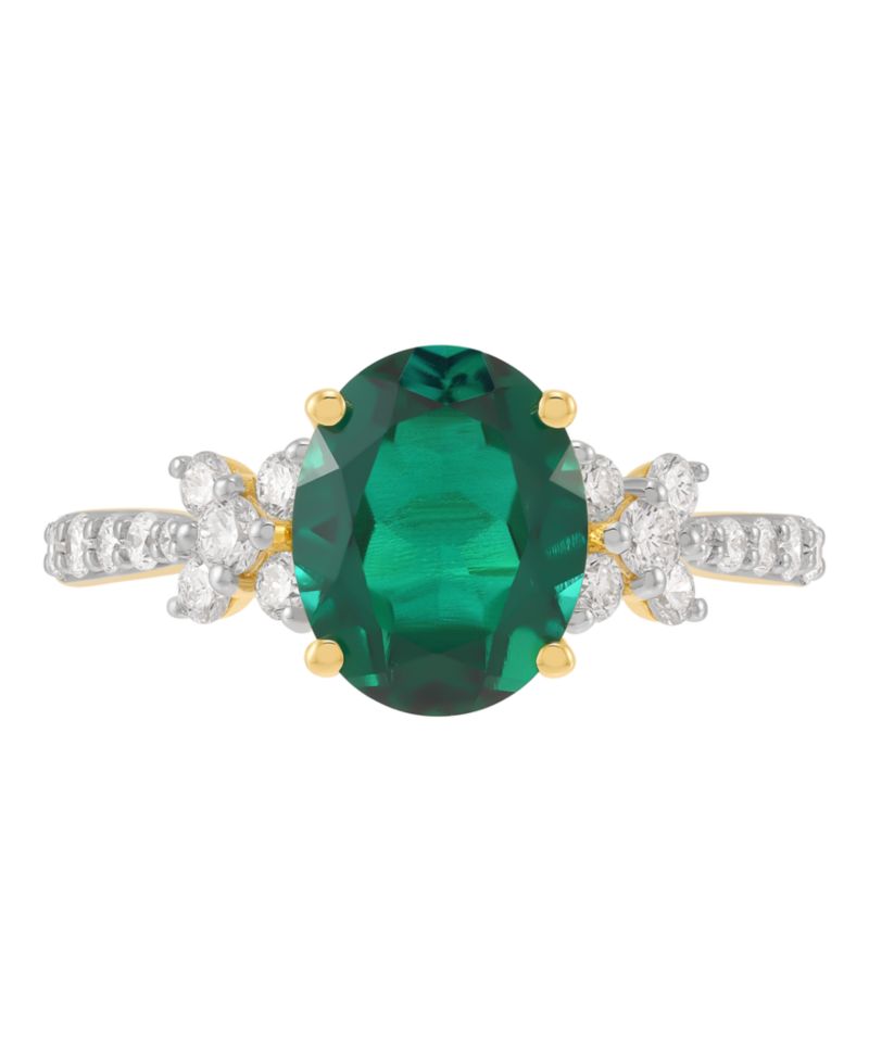 Lab-Grown Ruby (3-1/2 ct. t.w.) & Lab-Grown Diamond (1/2 ct. t.w.) Ring in 14k Yellow Gold (Also available in Lab-Grown Emerald and Lab-Grown Sapphire)
